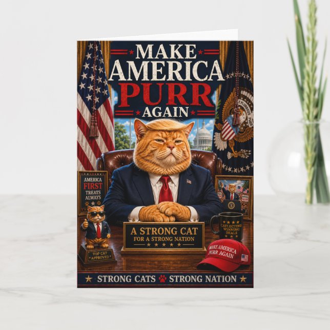 Gör Amerika Katt igen - Rolig Politisk Katt Kort (Framsida)