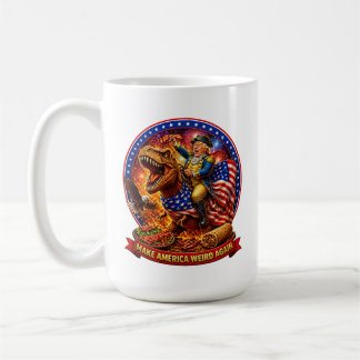 Gör Amerika Konstig Igen Roligt Patriotisk T-Rex Kaffemugg