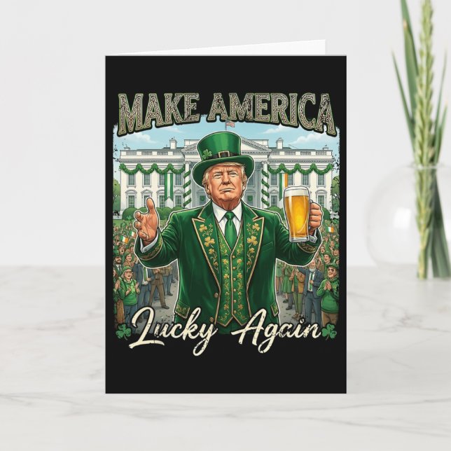 Gör Amerika Lucky Again Trump St Patricks Day Iri Kort (Framsida)