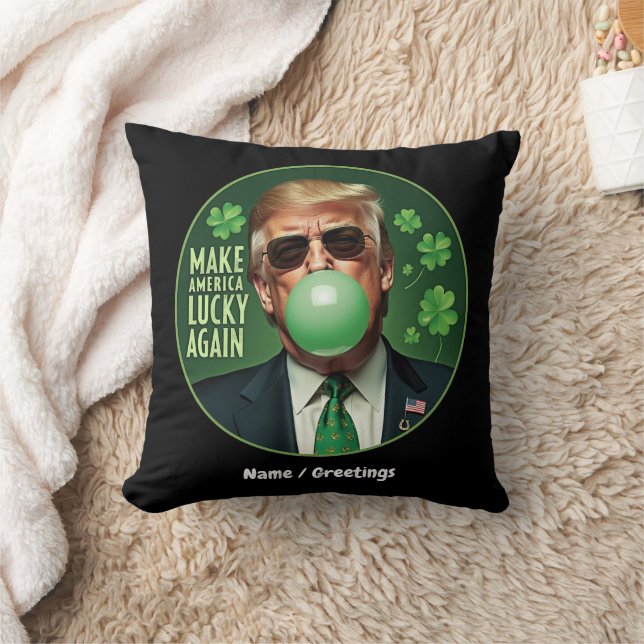 Gör Amerika Lucky Igen Roligt Trump Bubblegum Kudde (Filt)