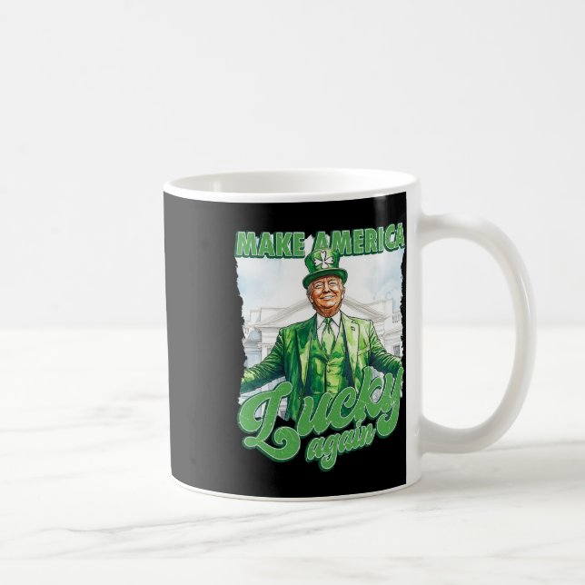 Gör Amerika Lucky Igen Trump St Patrick's Day  Kaffemugg (Höger)