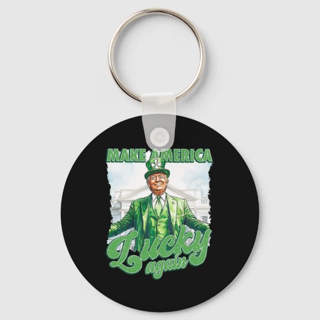 Gör Amerika Lucky till Trump-St patrick's day Nyckelring (Framsida)