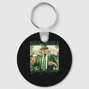 Gör Amerika Lucky till Trump St patricks day Sha Nyckelring