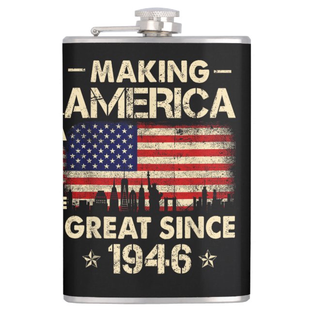 Gör Amerika Stort Sedan 1946 Retro 76-årsdag Fickplunta (Framsidan)
