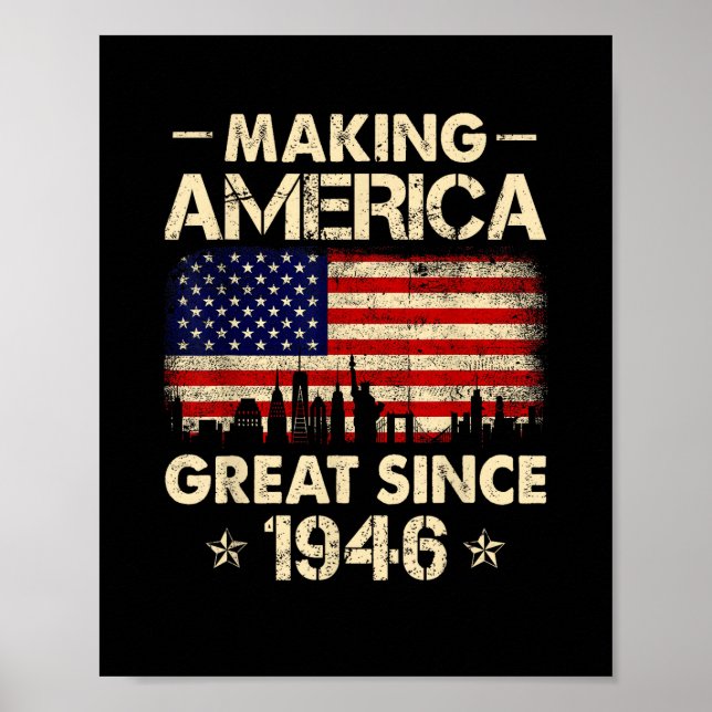 Gör Amerika Stort Sedan 1946 Retro 76-årsdag Poster (Framsidan)