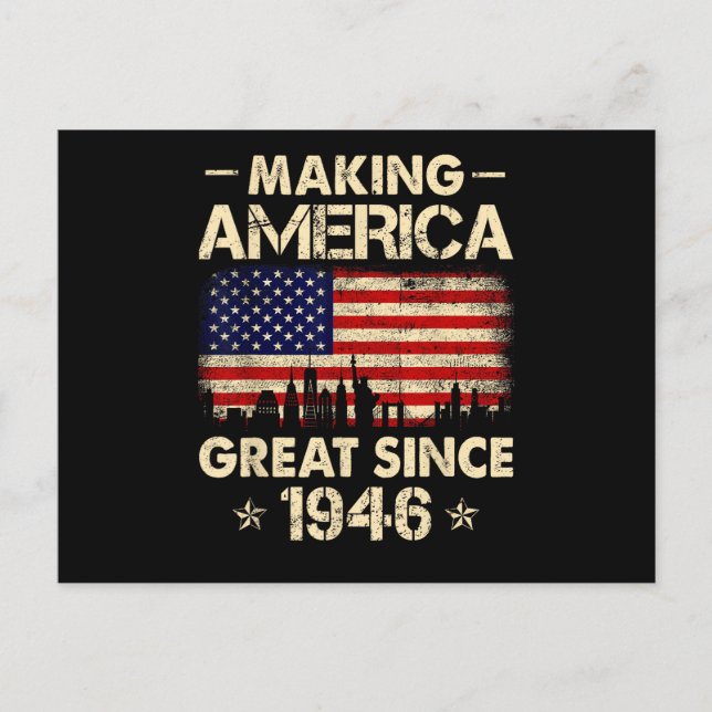 Gör Amerika Stort Sedan 1946 Retro 76-årsdag Vykort (Framsida)