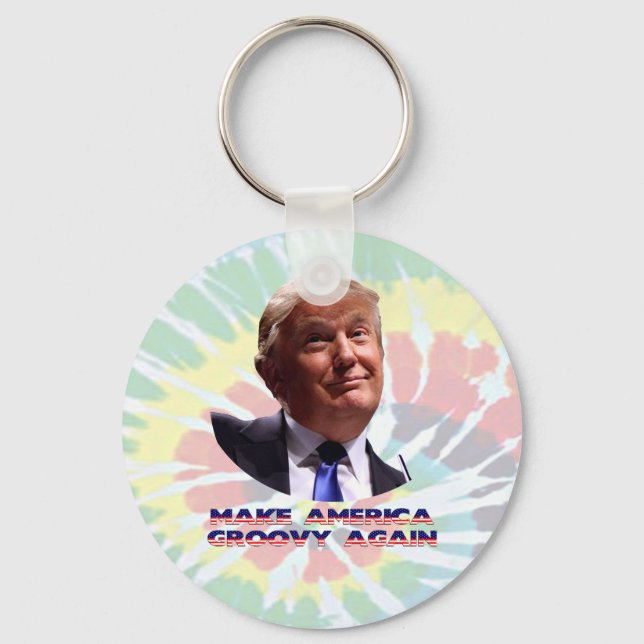 Gör Amerika till Groovy igen Tie-Dye Keychain Nyckelring (Framsida)