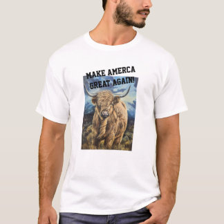 Gör Amerika till Underbar Highland Bull T Shirt