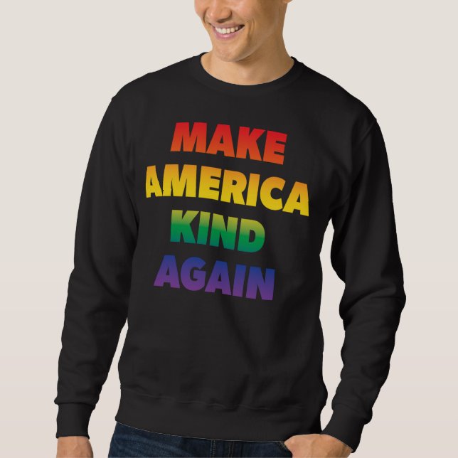 Gör Amerika vänligt igen till Pridets regnbågsinte Lång Ärmad Tröja (Framsida)