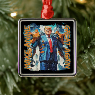 Gör animeringen Underbar igen - Mecha Trump Julgransprydnad Metall