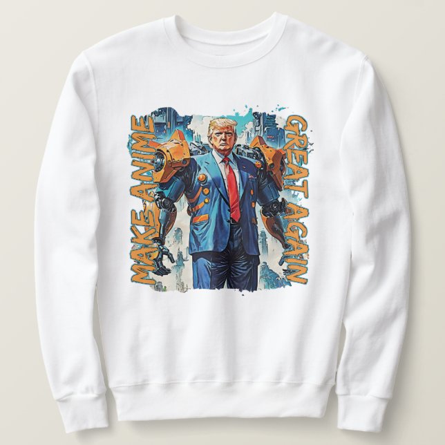 Gör animeringen Underbar igen - Mecha Trump Lång Ärmad Tröja (Design framsida)