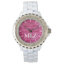 Gör Anpassningsbar Monogram Shock rosa Faux Crokod