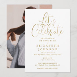 Gör att du kan fira Studentfesten Guld-skript Inbjudningar