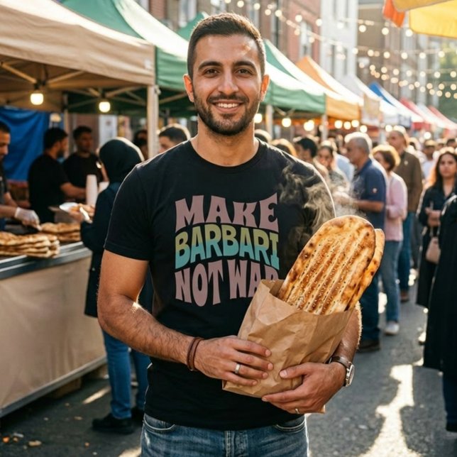 Gör Barbari Inte Krig | Naan-e-Barbari T Shirt (Make Barbari Not War | Naan-e-Barbari T-Shirt)