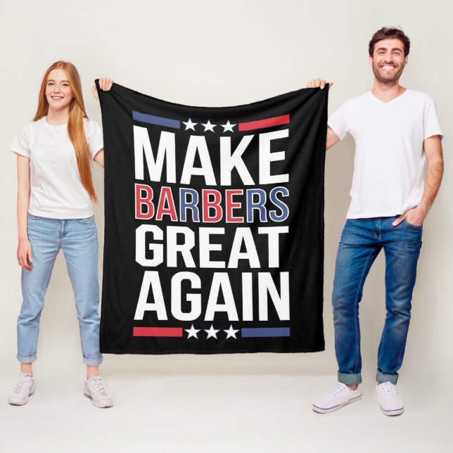 Gör barberare bra igen Barberare för Trump 2024  Fleecefilt (På plats)