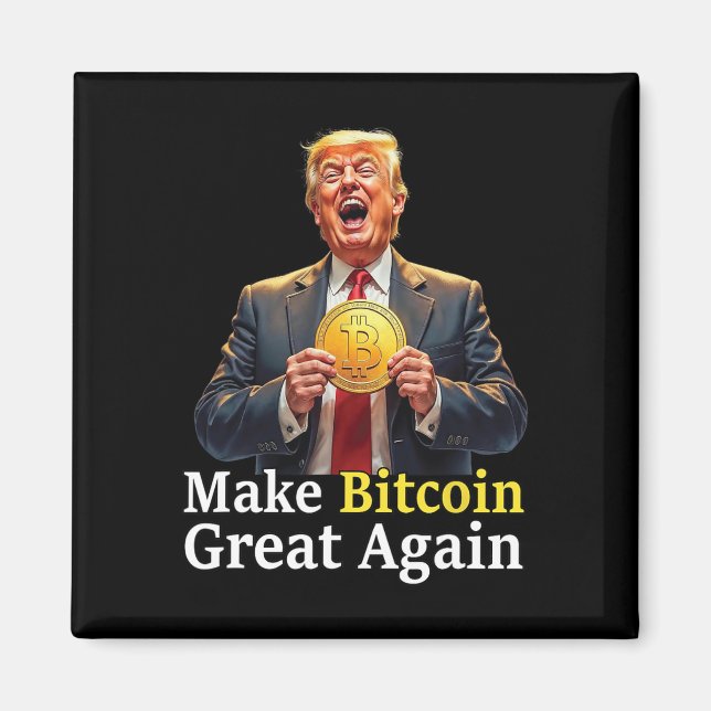 Gör Bitcoin Stort Igen Trump Bitcoin Krypto Framti Magnet (Framsidan)