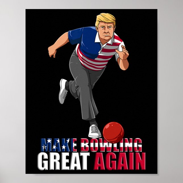 Gör bowling bra igen - Roligt Trump Bowling Gif Poster (Framsidan)