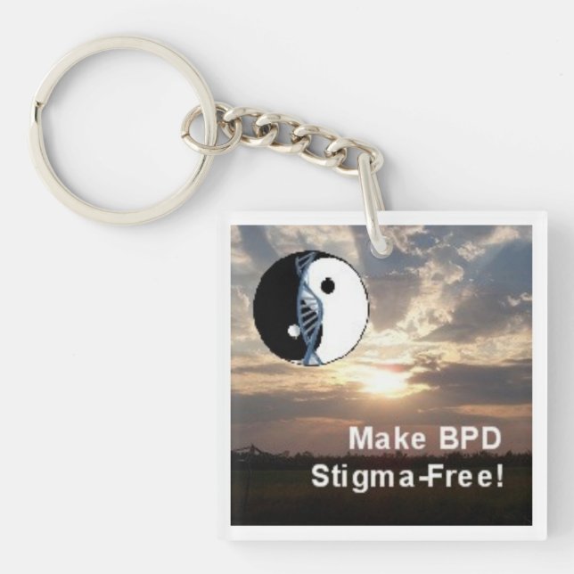 "Gör BPD Stigma-Fri!", Kvadrera landskap Keychain (Framsidan)