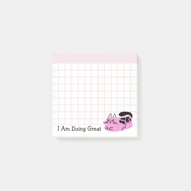 Gör bra rosa klotterkatt post-it block (Framsida)