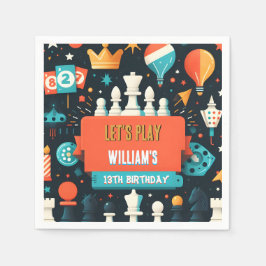 Gör Chess Kung och drottning till 13:e födelsedage Pappersservett