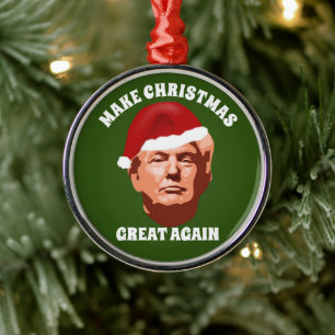 GÖR CHRISTMAS UNDERBARARE IGEN TRUMP SANTA HAT JULGRANSPRYDNAD METALL