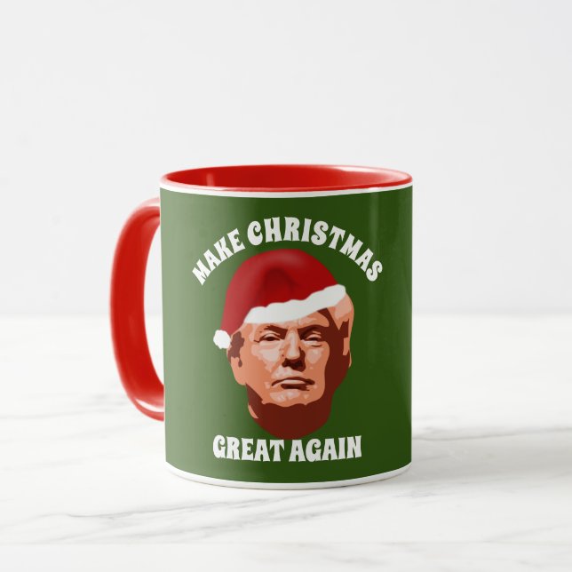 GÖR CHRISTMAS UNDERBARARE IGEN TRUMP SANTA HAT MUGG (Framsida vänster)