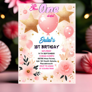 Gör Cute Queen Little Miss Onederful 1:a födelseda Inbjudningar
