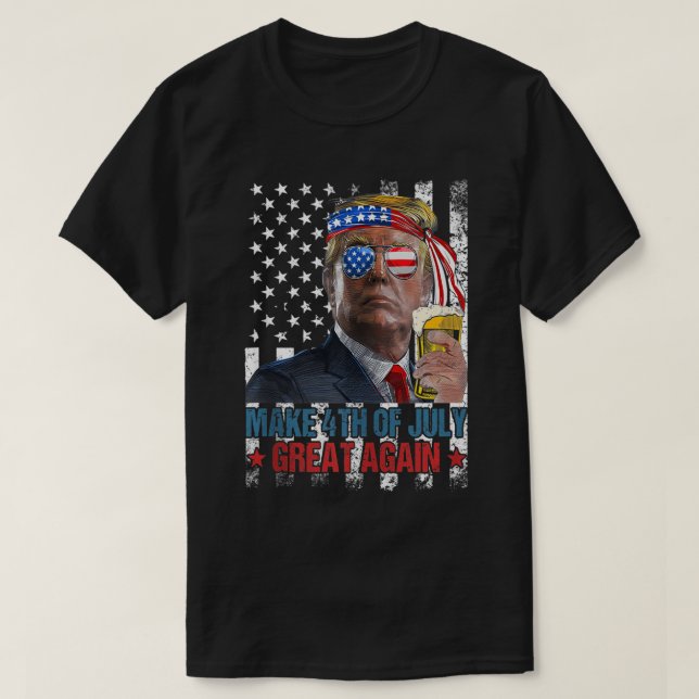 Gör den fjärde juli Underbar igen, en lustig trump T Shirt (Design framsida)