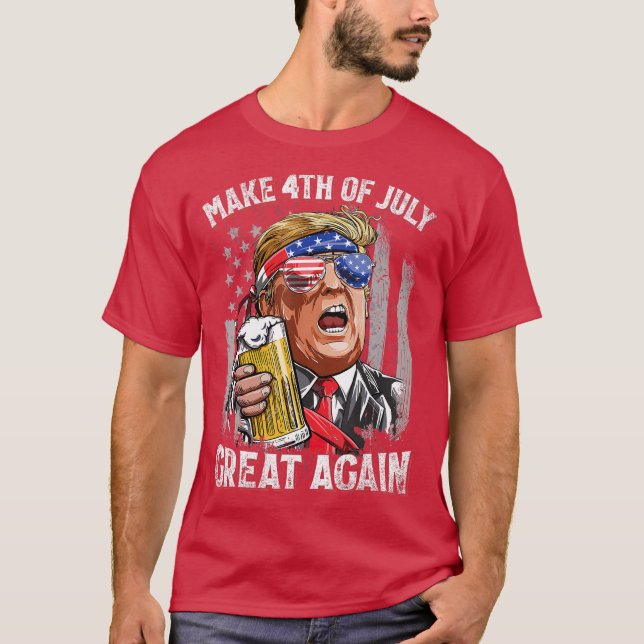 Gör den fjärde juli Underbar igen Trump Manar Kvin T Shirt (Framsida)