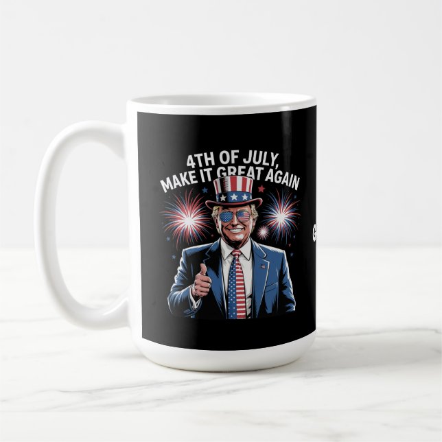 Gör den fjärde juli Underbar igen, Trump patriotis Kaffemugg (Vänster)