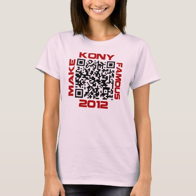 Gör den Kony berömden 2012 videopd QR att Tee Shirt (Framsida)