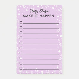 Gör det att hända stjärnan, & hjärtaklotter som post-it block