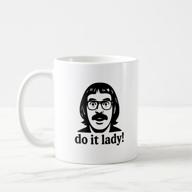 Gör Det Dam Meme-Mugg – Minimalistisk svart huvudl Kaffemugg (Vänster)