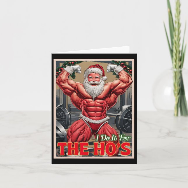 Gör det för Ho's Pump-muskeln Santa Bodybuilding Kort (Framsida)