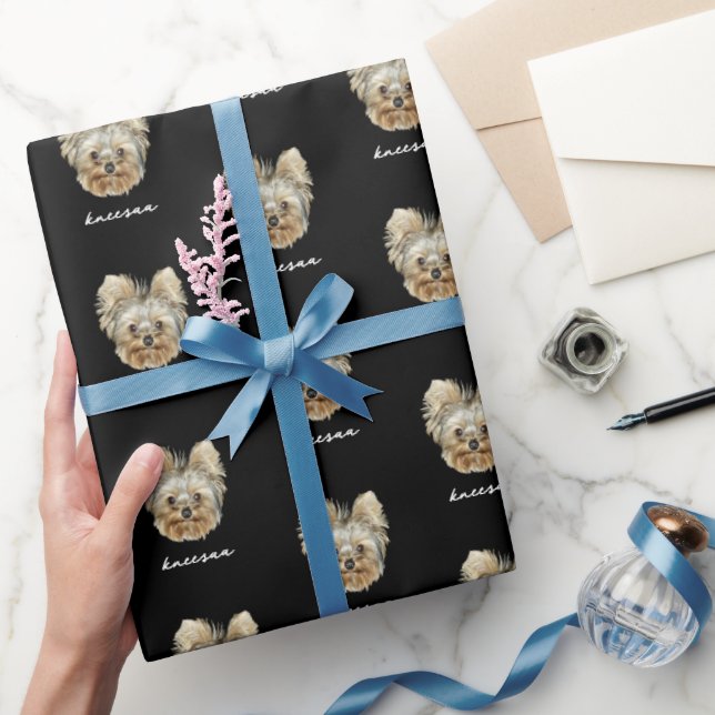 Gör det personligt! Husdjursfoto och namn Svart Presentpapper (Gifting)