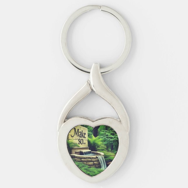 Gör det så twisted heart silverfärgad nyckelring (Framsidan)