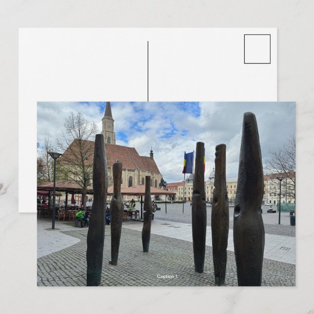 Gör-det-själv 1 fotografi med bildtext på redigerb julkort (Fram/baksida)