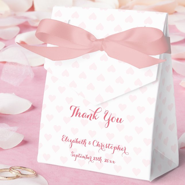 Gör-det-själv Anpassad Personlig Elegant Skrift Ro Presentaskar (DIY Custom Personalized Elegant Script Pink Hearts Favor Boxes)