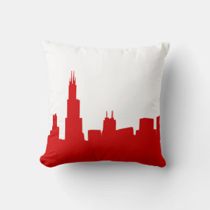 Gör-det-själv BG Chicago Skyline Silhuett Röd Kudde