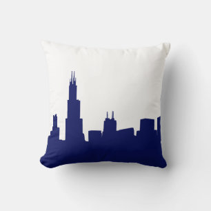 Gör-det-själv BG Chicago Skyline Siluett Blå Kudde