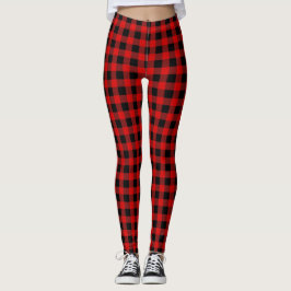 Gör-det-själv BG Ljusröd Svart Buffalo Rutig Tarta Leggings