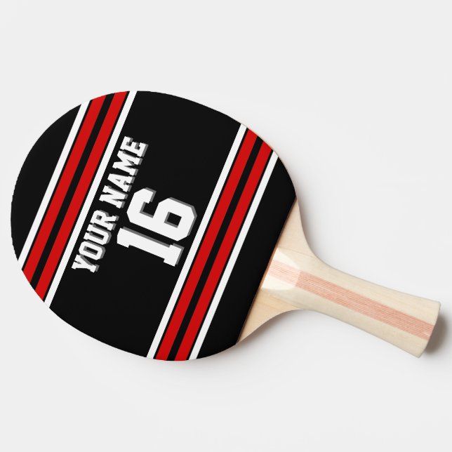 Gör-det-själv BG Svart Röd Teamtröja Anpassat Numm Pingisracket (Sidan)