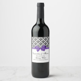 Gör-det-själv BG Vintage Svart Vit Damaskus Lilac Vinflaska Etikett