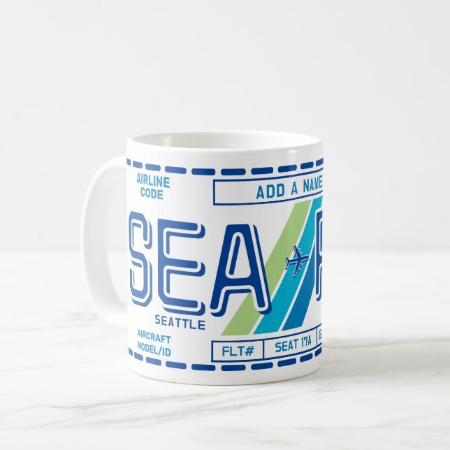 Gör-det-själv Boarding Pass Mugg: Perfekt Resprese Kaffemugg (Framsida vänster)