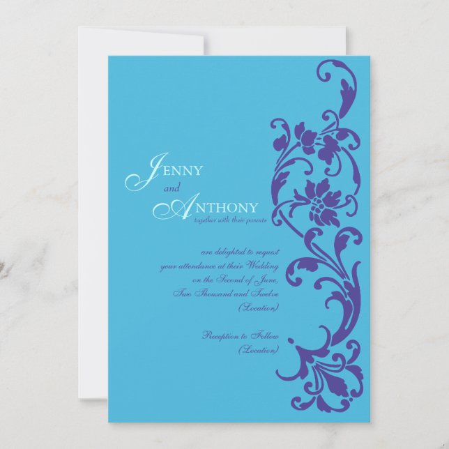 Gör-det-själv Elegant enkelhet i Himmel och gammal Inbjudningar (Framsida)