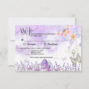 Gör-det-själv Elegant Guld och Lila Fjäril RSVP-ko OSA Kort