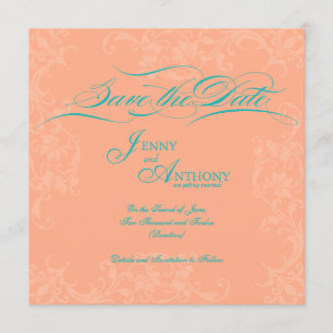 Gör-det-själv Elegant skript Save the Date i koral Inbjudningar
