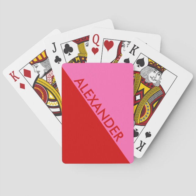 Gör-det-själv-färger, Röd bakgrund Hot Pink Färgbl Casinokort (Baksidan)