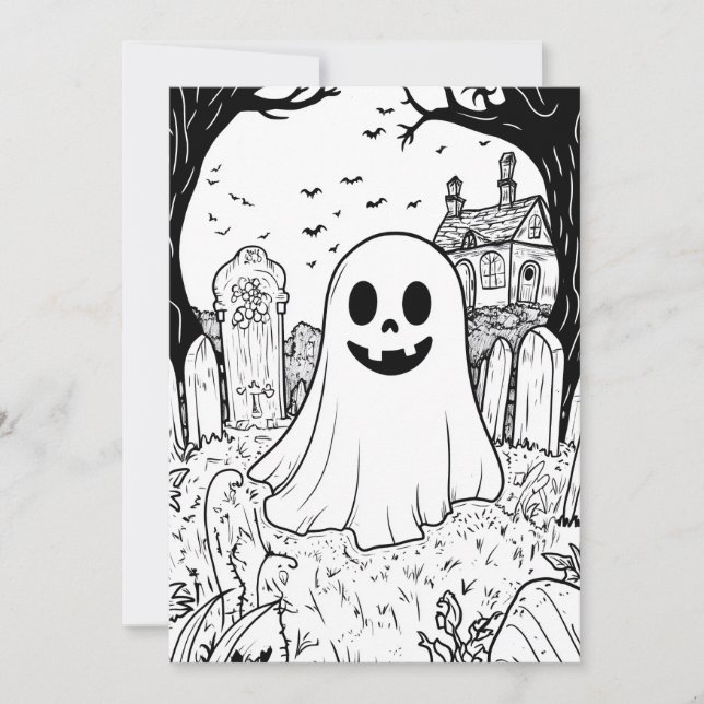 Gör-det-själv Halloween-kort med färgläggning-Söt  Julkort (Framsida)