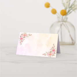 Gör-det-själv korall vattenfärg blommande bröllop placeringskort